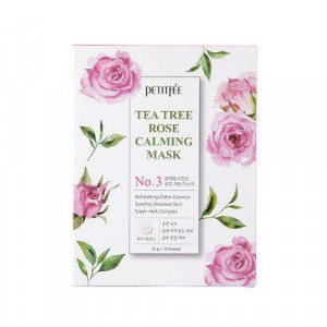 Успокаивающая маска для лица с экстрактом чайного дерева и розы PETITFEE Tea Tree Rose Calming Mask 25g - 10 шт (Срок годности: до 23.04.2022)