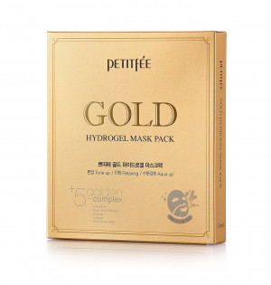 Гидрогелевая маска для лица с золотым комплексом +5 PETITFEE Gold Hydrogel Mask Pack +5 golden complex - 5шт
