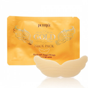 Гидрогелевая маска для шеи с плацентой PETITFEE Hydrogel Angel Wings Gold Neck Pack 10g - 1 шт (Срок годности: до 05.10.2022)