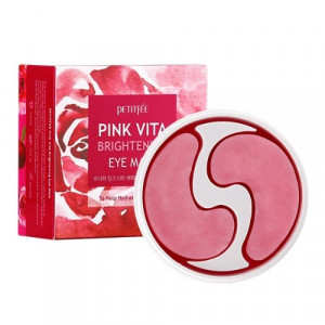 Осветляющие патчи для глаз на основе эссенции розовой воды PETITFEE Pink Vita Brightening Eye Mask 60шт