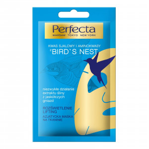 Вирівнююча тон тканинна маска для обличчя з ластівчиним гніздом PERFECTA Bird s Nest Asiatic Sheet Face Mask Illumination 20ml