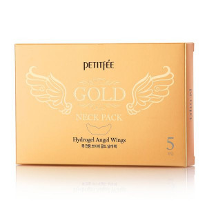 Гідрогелева маска для шиї з плацентою PETITFEE Hydrogel Angel Wings Gold Neck Pack 10g - 5 шт