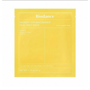 Освітлювальна гідрогелева маска для обличчя BIODANCE Radiant Vita Niacinamide Real Deep Mask 34g